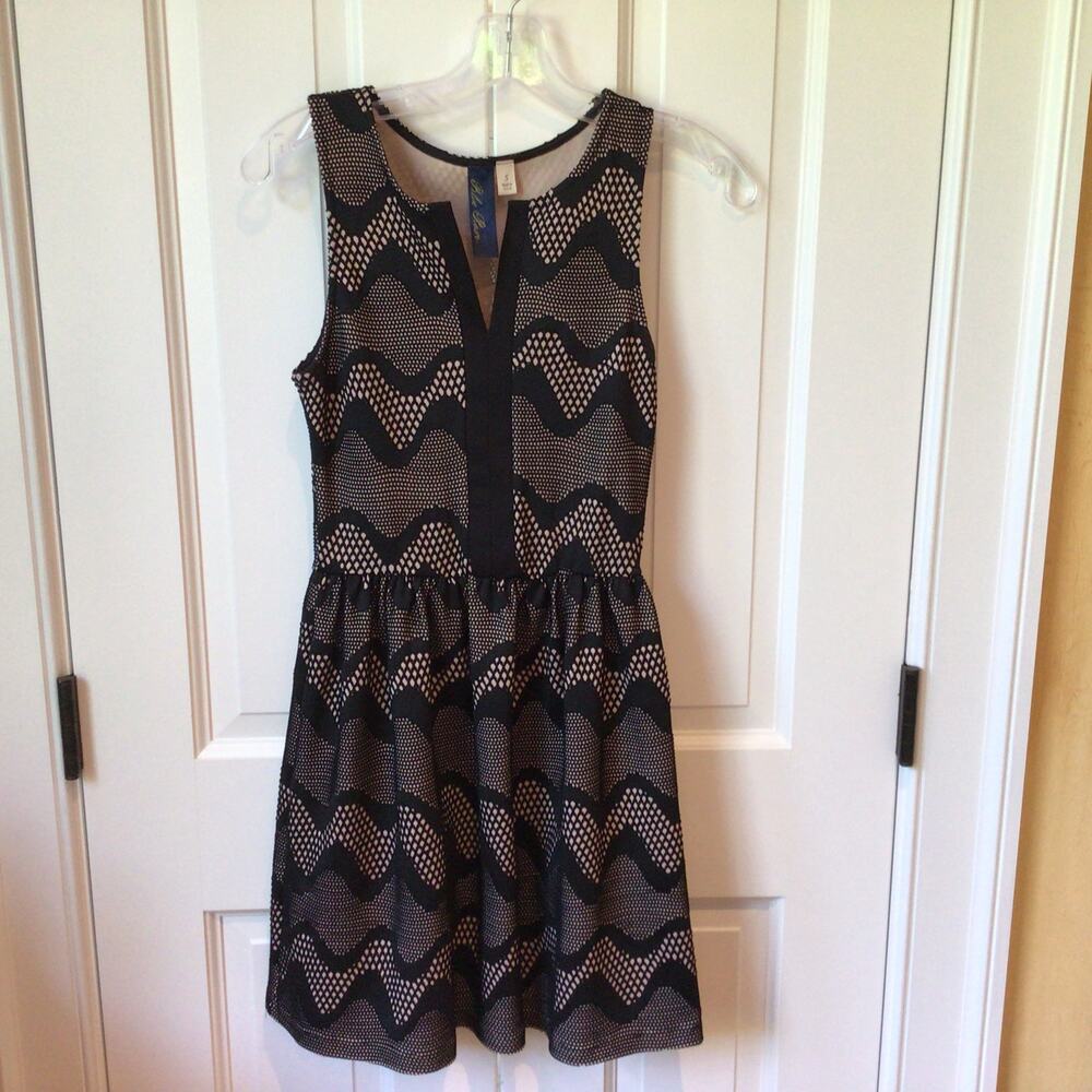 Francesca's Blue Rain Black/Tan Dress Sz S